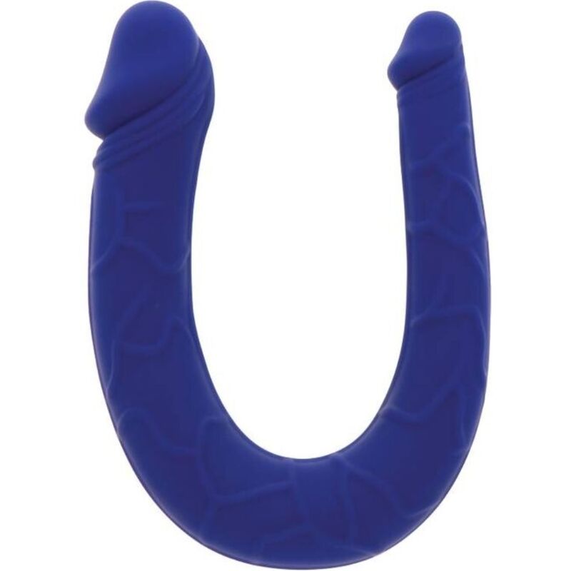 Doppio dildo blu realistico GET REAL, mini size, dettagli realistici, morbido e anatomico, ideale per piacere personale.