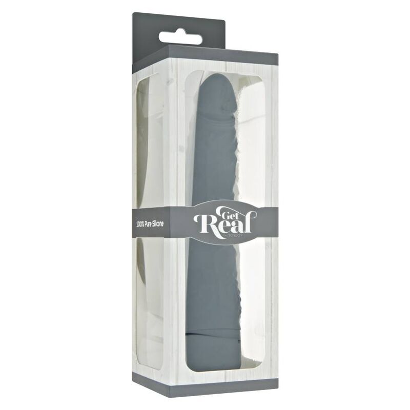 Vibratore classico slim nero della linea GET REAL, dispositivo di piacere con design elegante e facile da usare.