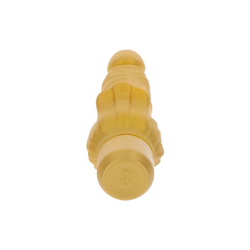 Vibratore gold Dicker Stim GET REAL, stimolatore di lusso in oro con design realistico e dettagliato, per piacere e stimolazione.