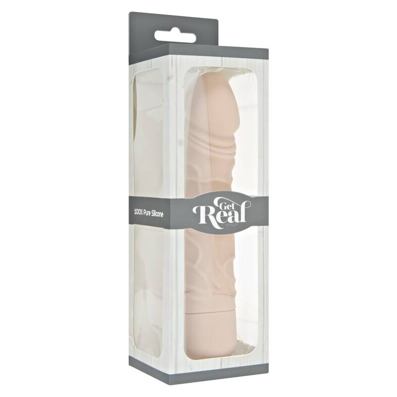 Vibratore naturale classico GET REAL, con forma realistico e dettagli anatomici, in silicone morbido e di alta qualità.