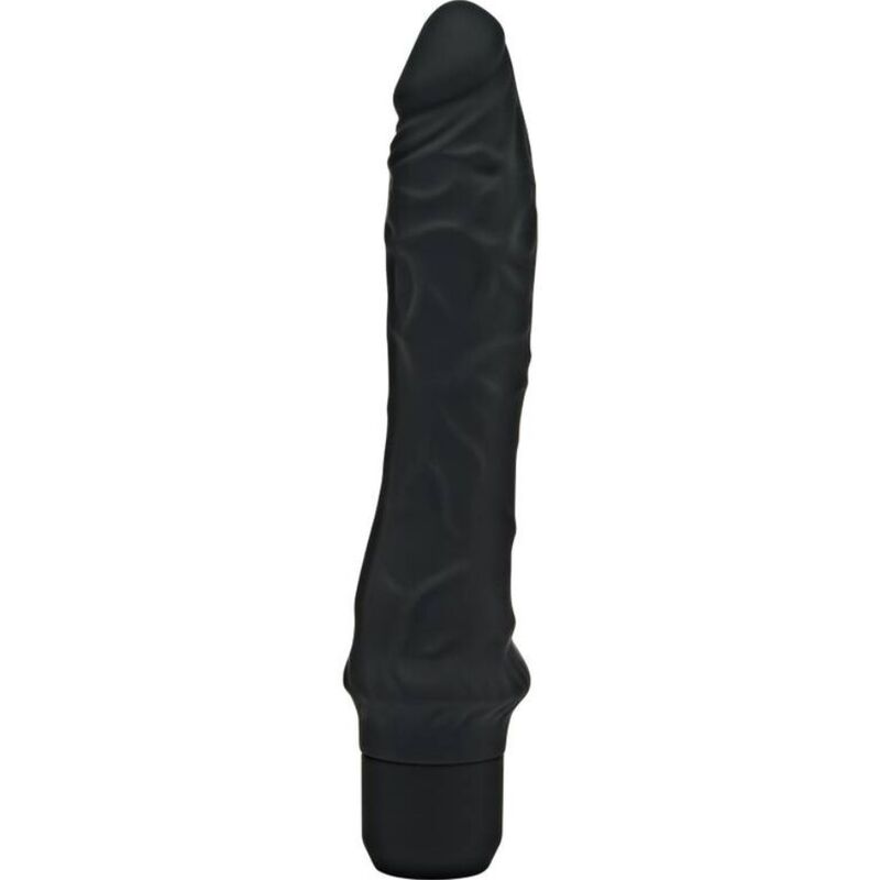 Vibratore nero grande classico GET REAL, con forma elegante e design semplice, visibile in primo piano nell'immagine.