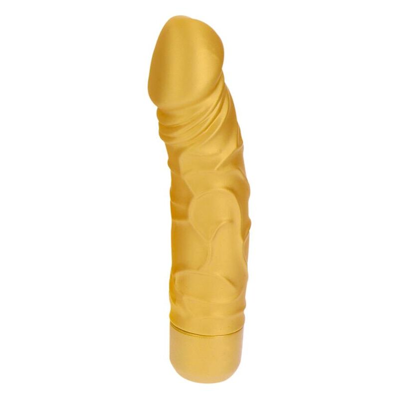 Vibratore originale GET REAL Gold Dicker Oro, design elegante e dettaglioro, esempio di prodotto per il piacere intimo.
