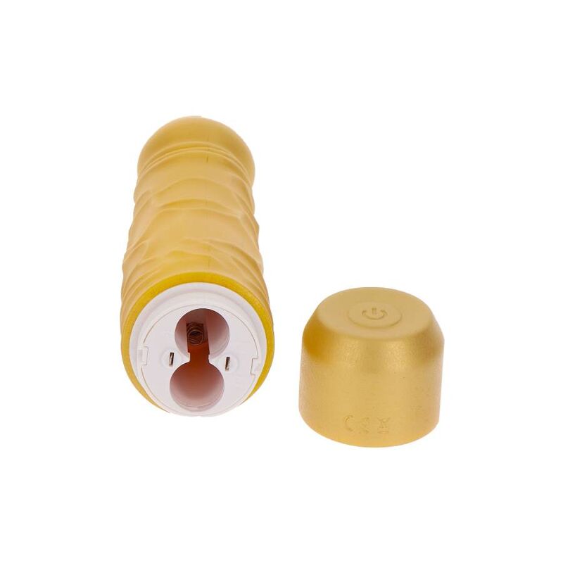 Vibratore originale GET REAL Gold Dicker Oro con dettagli realistici e finitura lucida dorata.