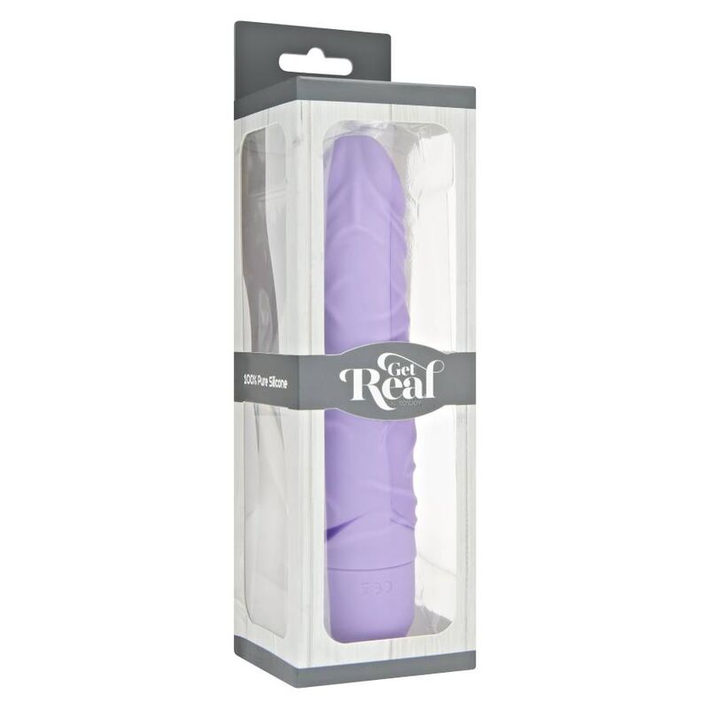 Vibratore viola originale GET REAL, design classico, mostrato con dettagli e forma visibile in primo piano.