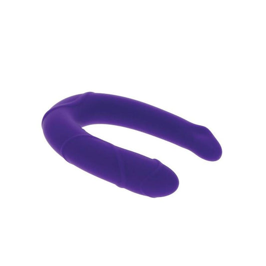 Doppio dildo viola GET REAL VOGUE MINI DOUBLE DONG, dettagli realistici e design compatto, per uso intimo e stimolazione.