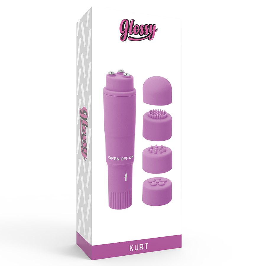 Massaggiatore Kurt Pocket GLOSSY di colore viola, compatto e portatile, con design ergonomico per rilassanti massaggi.