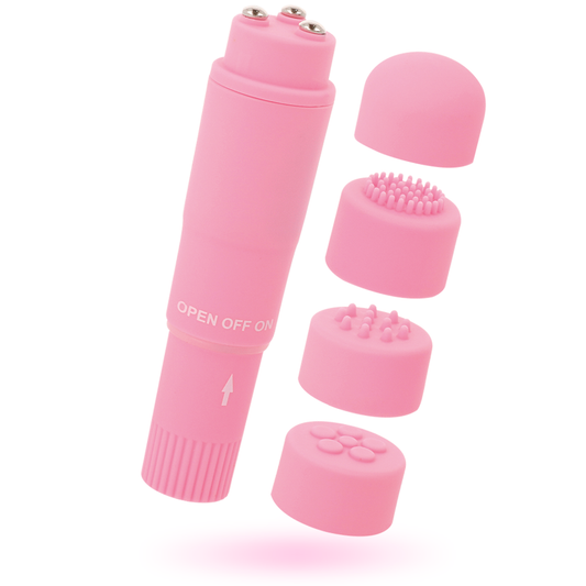 Massaggiatore portatile GLOSSY Pocket Kurt di colore rosa, dispositivo compatto per massaggi rilassanti.