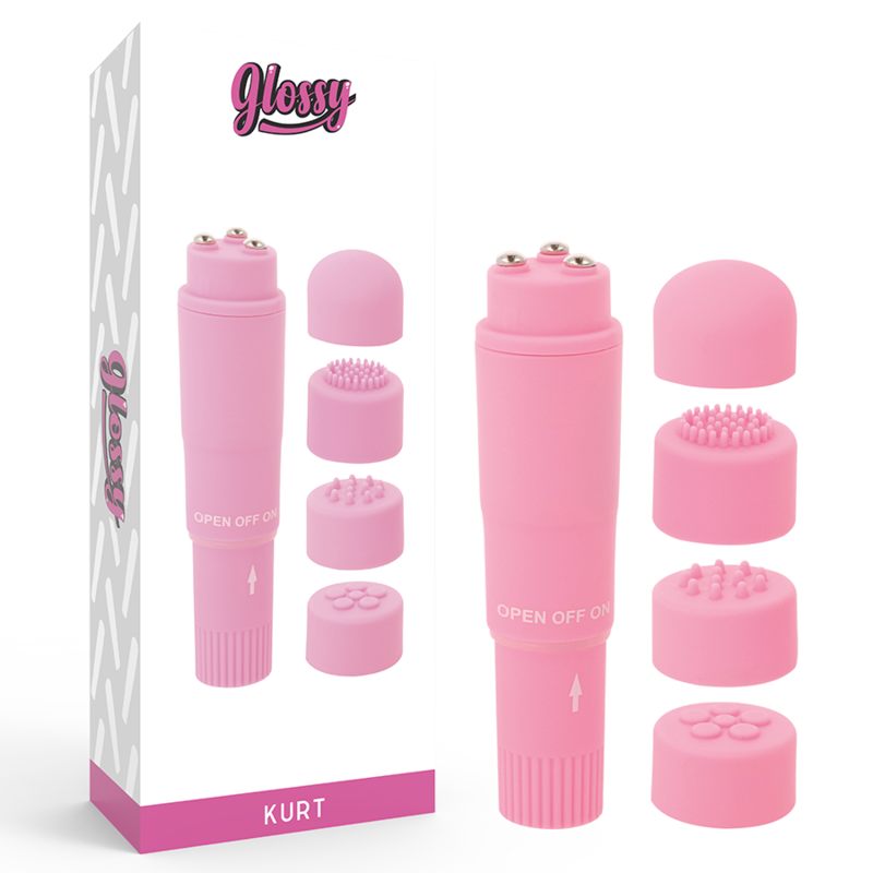 Massaggiatore portatile GLOSSY Kurt Rosa con design compatto e maneggevole, ideale per rilassare i muscoli in modo semplice.