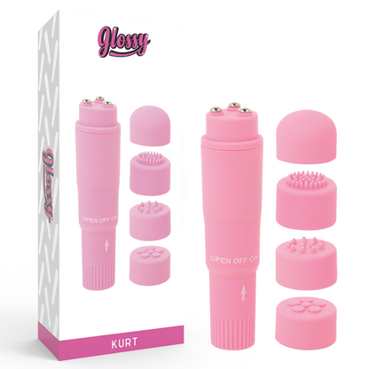 Massaggiatore portatile GLOSSY Kurt Rosa con design compatto e maneggevole, ideale per rilassare i muscoli in modo semplice.