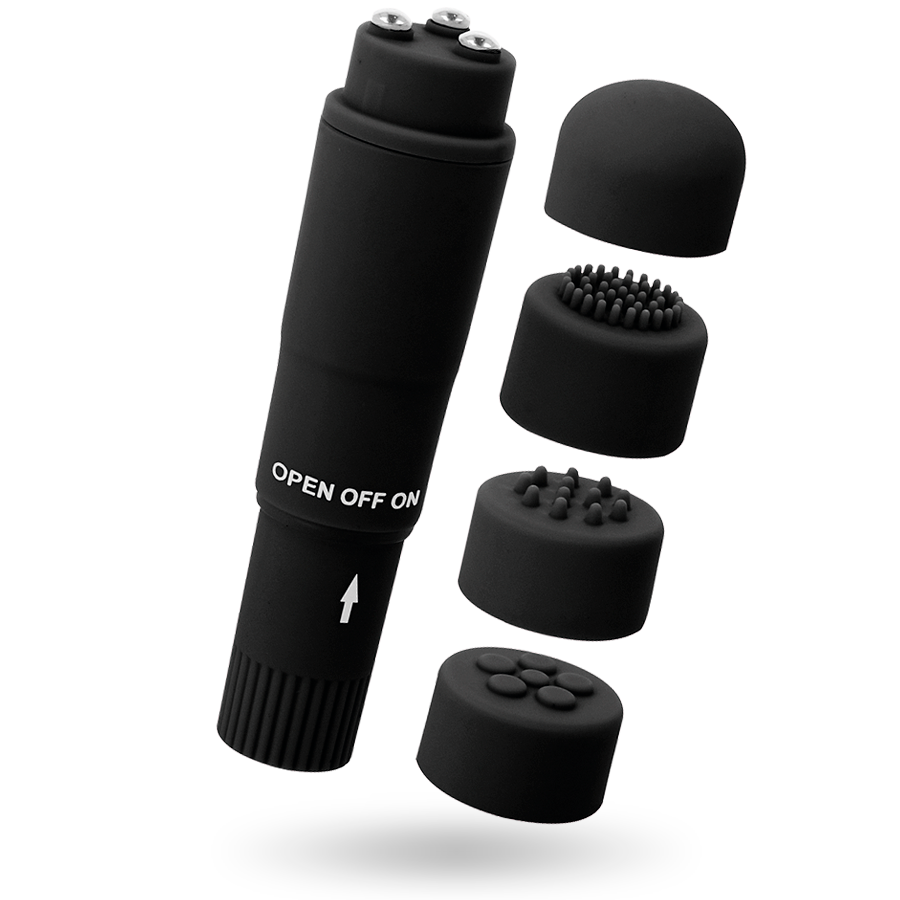 Massaggiatore tascabile GLOSSY Kurt nero, compatto e facile da usare per rilassare i muscoli in modo efficace.