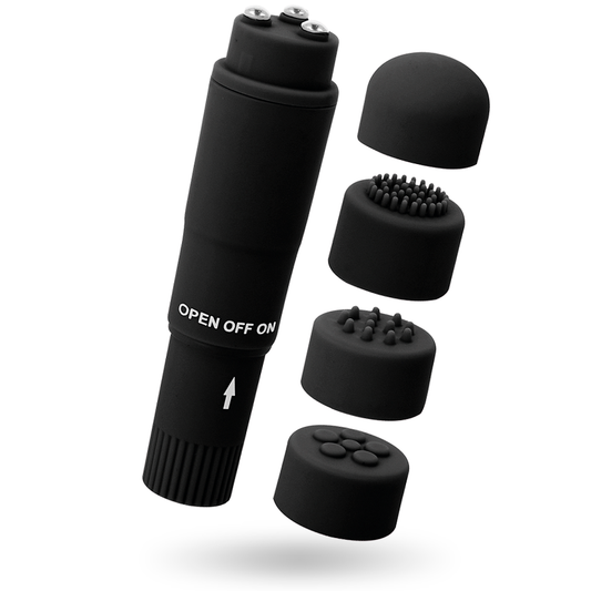 Massaggiatore tascabile GLOSSY Kurt nero, compatto e facile da usare per rilassare i muscoli in modo efficace.