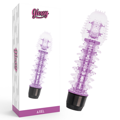 Vibratore Axel Lilla GLOSSY con finitura lucida, design ergonomico e superficie liscia, ideale per stimolazione e piacere.