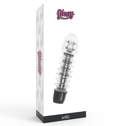 Vibratore Axel nero della linea GLOSSY, superficie lucida e design elegante, visibile in questa immagine.