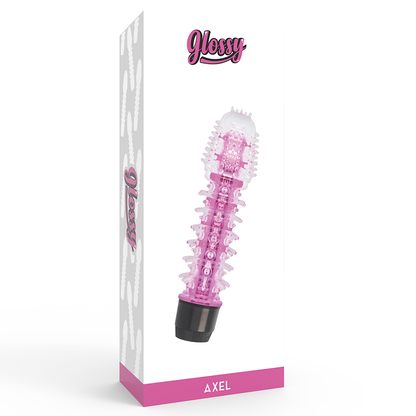 Vibratore rosa GLOSSY Axel, superficie lucida e liscia, design ergonomico, visibile in primo piano