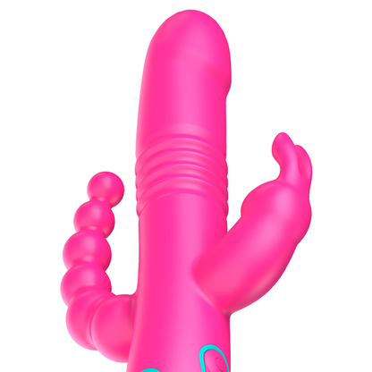 Stimolatore Happy Loky Tripla Donald, tecnologia wireless, stimola anale, G-spot e clitoride, immagine del prodotto con design compatto.