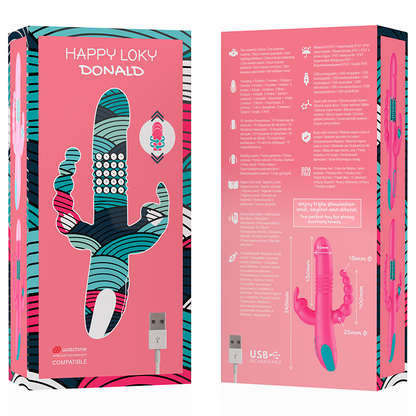Stimolatore Happy Loky Tripla con tecnologia wireless, design per stimolazione anale, G-spot e clitoride, immagine dettagliata