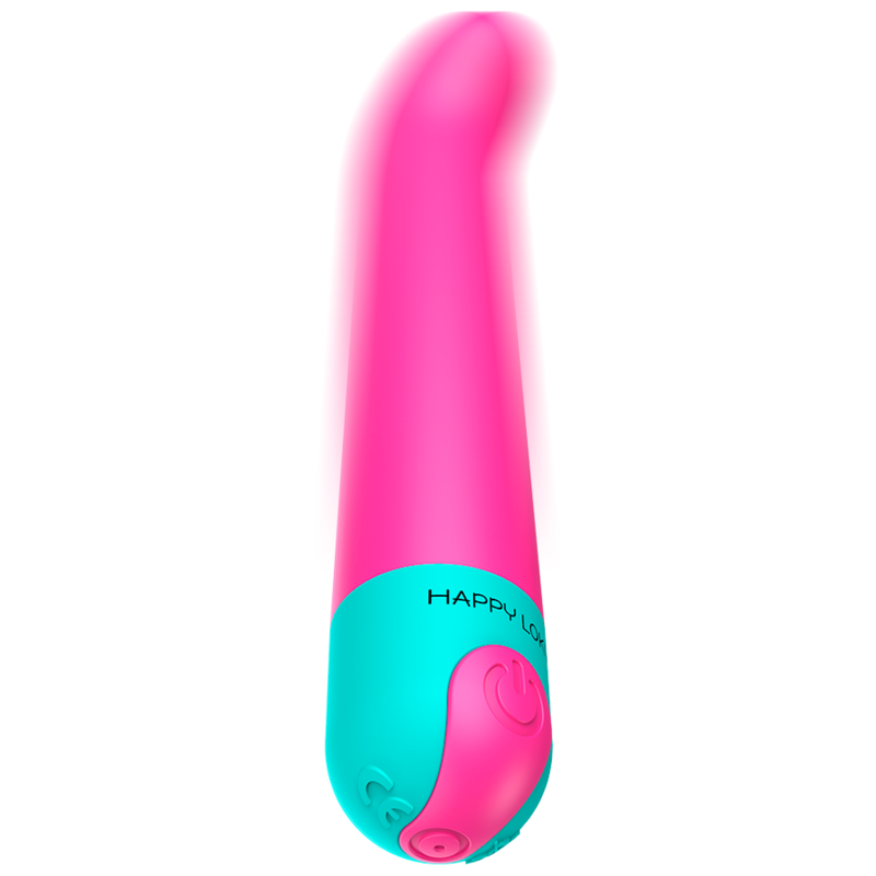 Vibratore G-Spot HAPPY LOKY Ariel, design ergonomico e efficace per stimolazione del punto G, in immagini dettagliate.