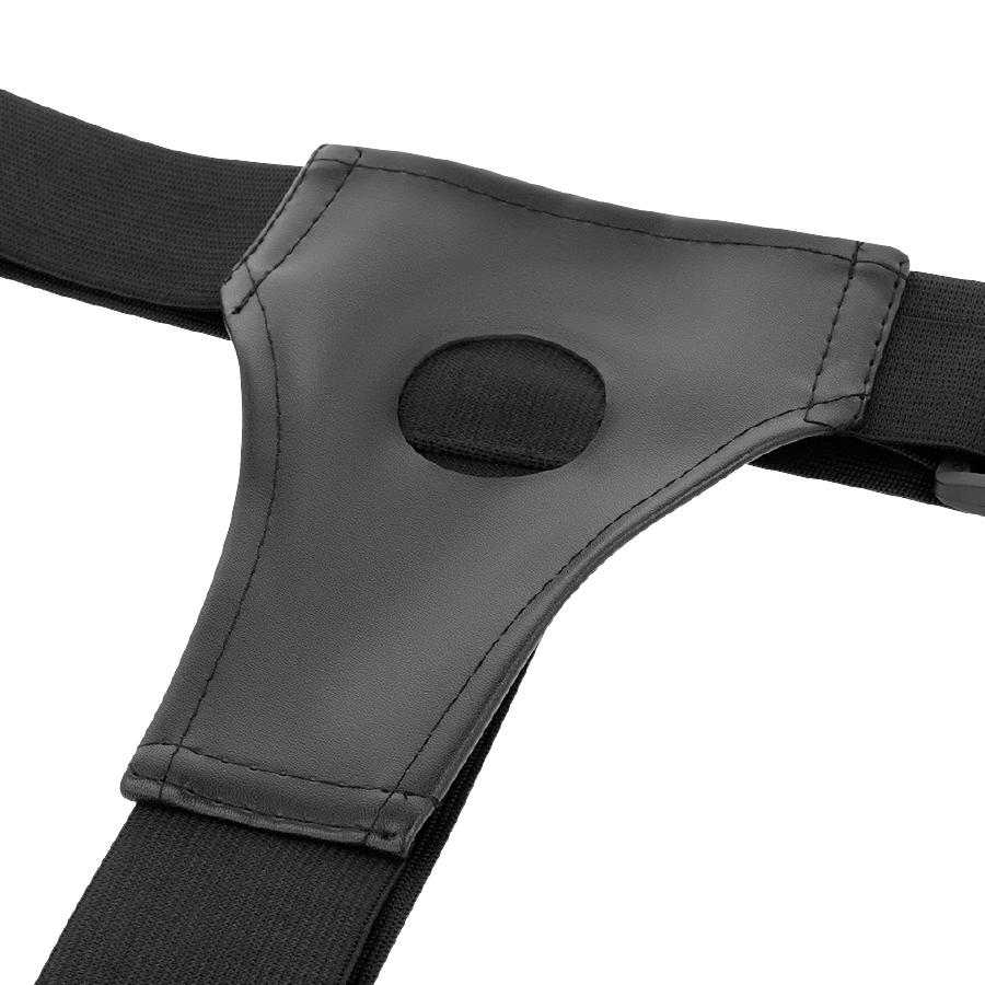 Immagine del harness Attraction Gregory Hollow con vibratore da 16,5 cm e 4,3 cm, in dettagli e materiali visibili.