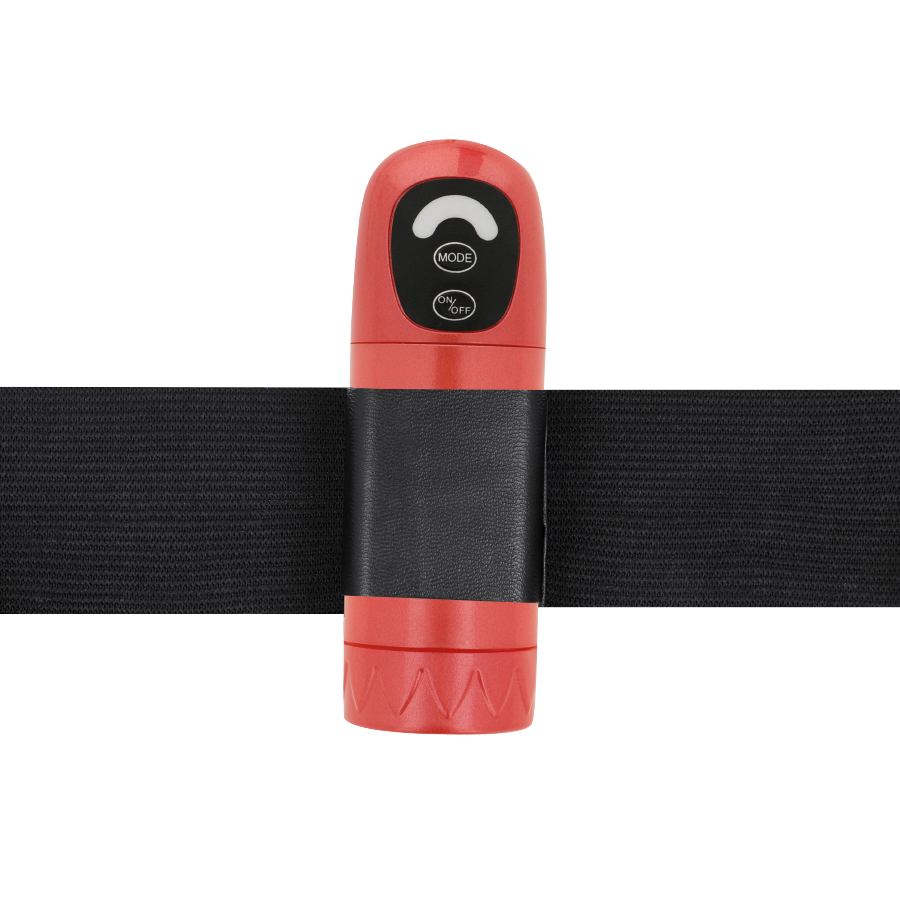 Imbracatura Attraction RNES Daniel con vibrazione e rotazione, lunghezza 18 cm e diametro 3,5 cm, in dettaglio.