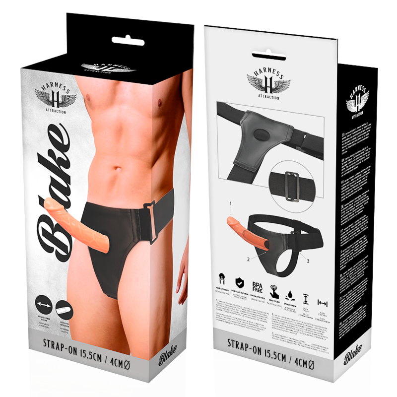 Imbracatura HARNESS ATTRACTION con foro Blake da 15,5 cm e 4 cm, mostra dettaglio della robusta imbracatura in materiale resistente.