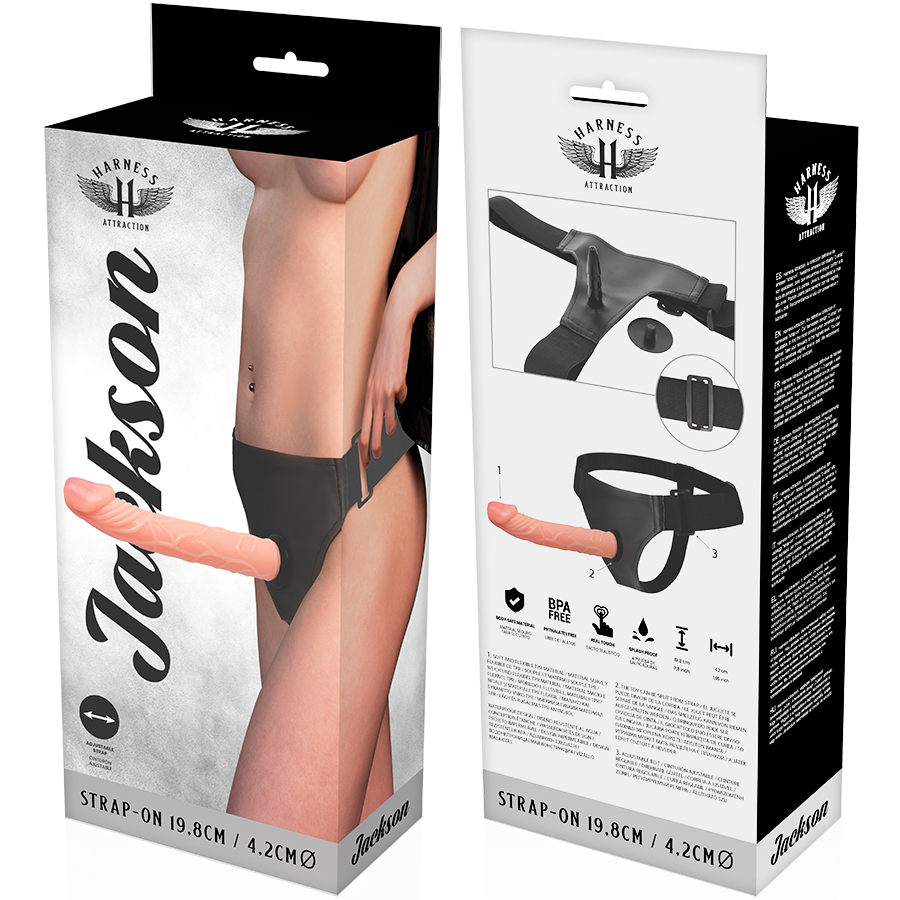 Imbracatura HARNESS ATTRACTION RNES JACKSON di 19,8 cm per cani, con dettagli in nylon nero e fibbie robuste.