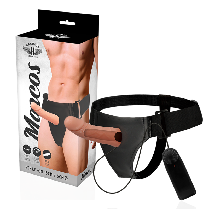 Imbracatura Attraction HARNESS Attraction con cavi vibratori di 15 cm e 5 cm, in materiale elastico e resistente.