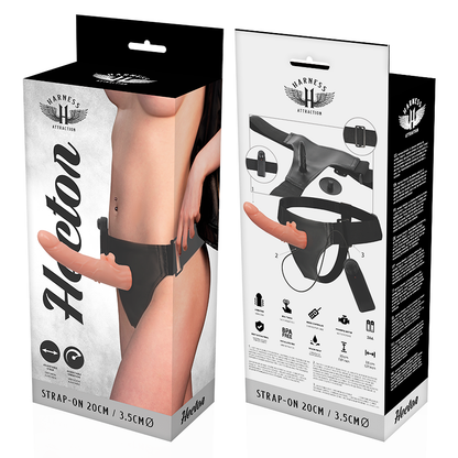 Immagine di un vibratore Hector da 20 cm della linea HARNESS ATTRACTION, con dimensioni di 3,5 cm di diametro.