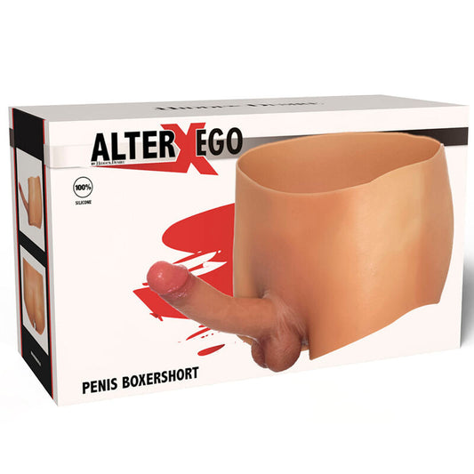 Boxershot HIDDEN DESIRE ALTER EGO con pene di 18 cm, taglia L, dettaglio di tessuto e design sottile visibile nell'immagine.