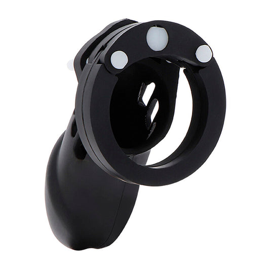 Gabbia per pene in silicone nero HIDDEN DESIRE EXTREME, taglia L, design resistente e confortevole per uso intimo.