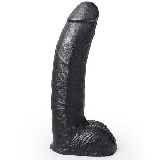 Dildo realistico nero HUNG SYSTEM George di 22 cm, dettagli anatomici realistici, mostra la superficie e il design del prodotto.