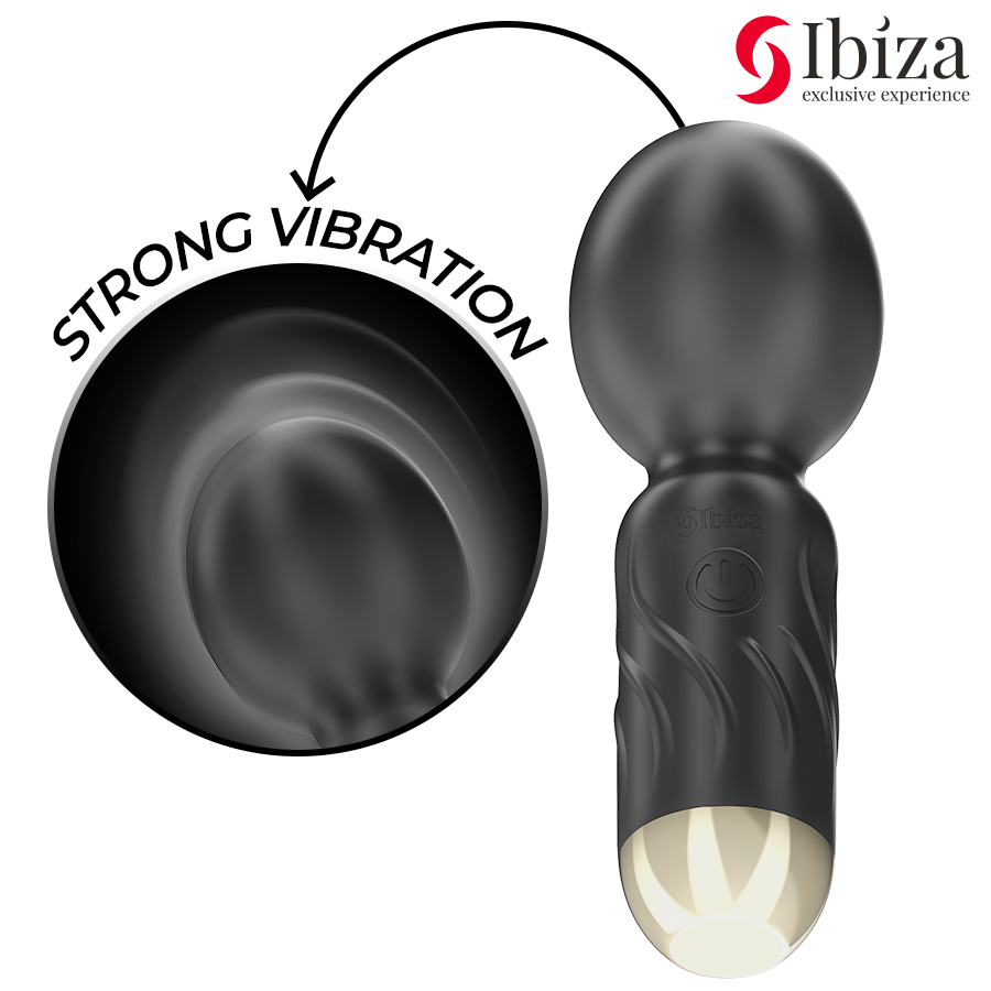 Vibratore a bacchetta tascabile IBIZA di Ibiza Technology, compatto e discreto, ideale per stimolazione personale, in colore nero.
