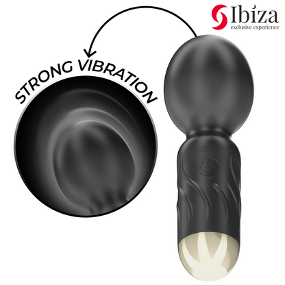 Vibratore a bacchetta tascabile IBIZA di Ibiza Technology, compatto e discreto, ideale per stimolazione personale, in colore nero.