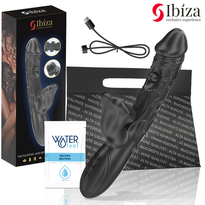 Vibratore e stimolatore clitorideo Ibiza Technology con effetto morso e rotazione, design moderno e funzionalità avanzate.