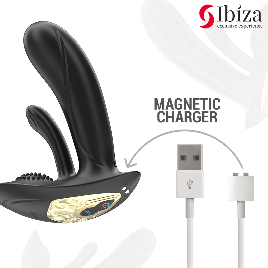Vibratore indossabile Ibiza Technology con stimolazione del punto G e clitoride, telecomando, design elegante e discreto.