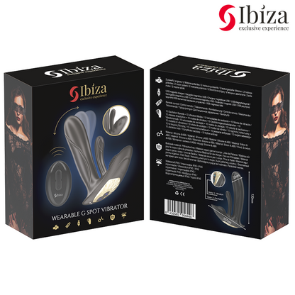 Vibratore indossabile Ibiza Technology per stimolazione del punto G e clitoride, con telecomando, in silicone rosa.