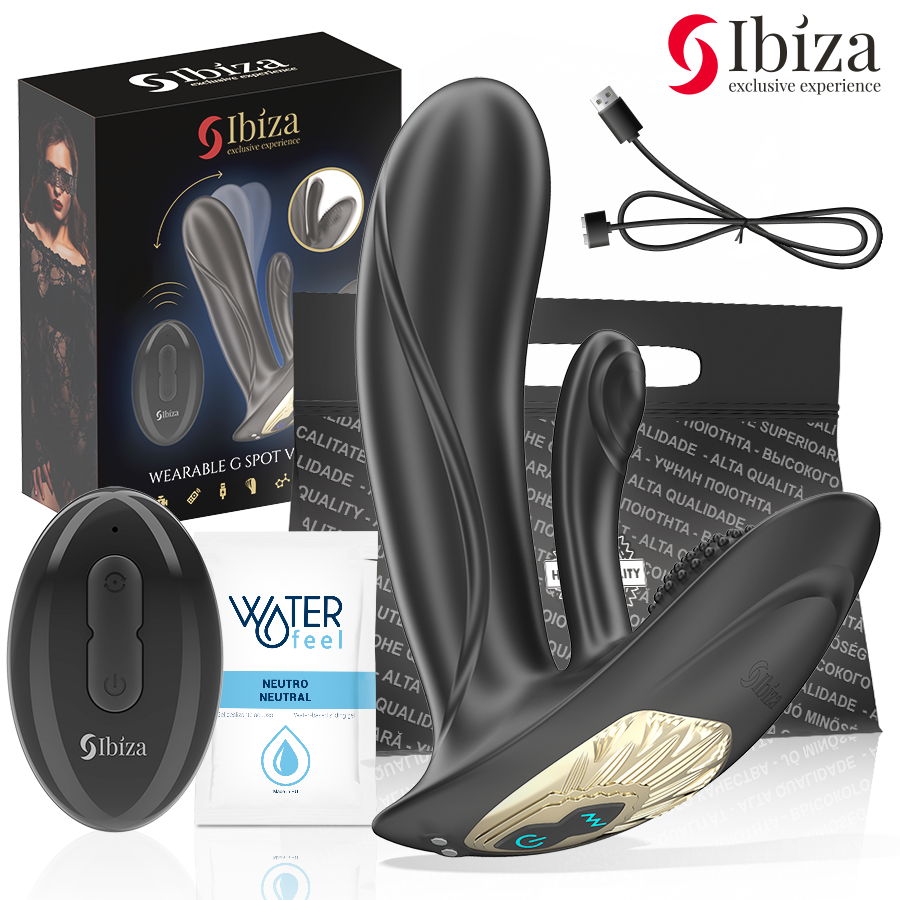 Vibratore indossabile IBIZA TECHNOLOGY con stimolazione del punto G e clitoride, telecomando, design ergonomico e discreto.