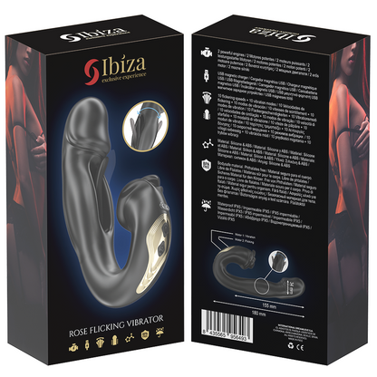 Vibratore rosa Ibiza Technology con effetto flicking e stimolatore del clitoride, design elegante e funzionalità stimolanti