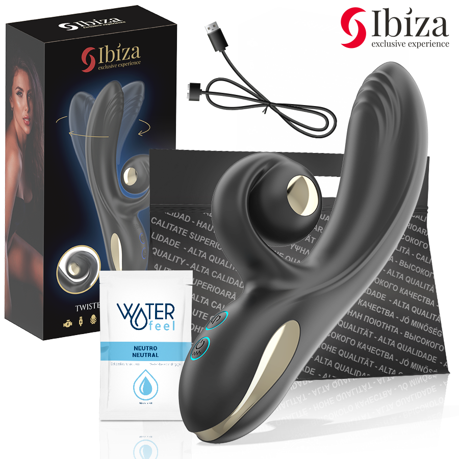 Vibratore Twister Ibiza Technology con stimolatore curvo e vibro-rotazione, dispositivo di piacere per uso intimo.