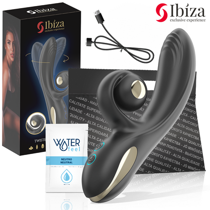 Vibratore Twister Ibiza Technology con stimolatore curvo e vibro-rotazione, dispositivo di piacere per uso intimo.