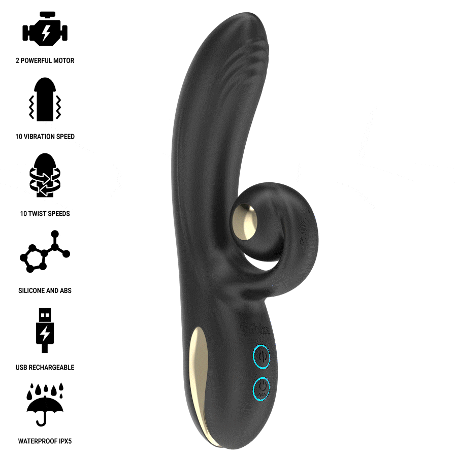 Vibratore Twister IBIZA con stimolatore curvo e funzione vibro-rotazione, dispositivo di piacere della marca IBIZA TECHNOLOGY