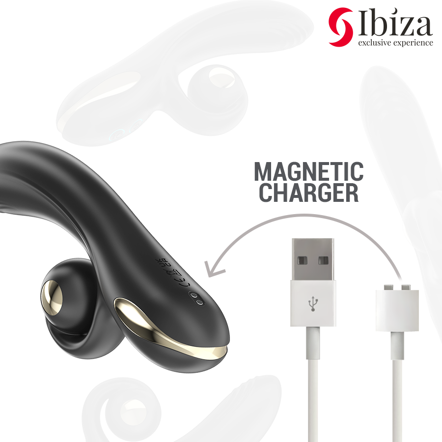 Vibratore Twister IBIZA con stimolatore curvo e vibro-rotazione, prodotto di IBIZA TECHNOLOGY, in dettaglio.