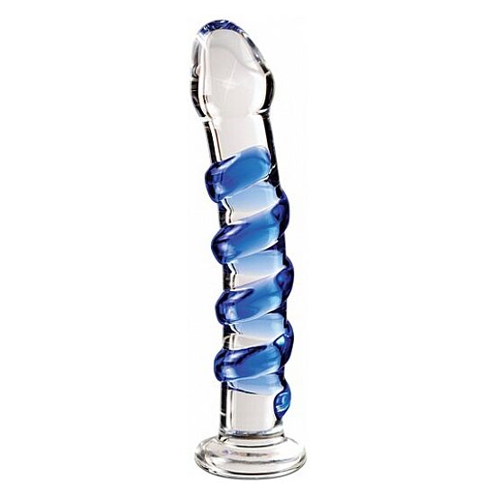 Massaggiatore in vetro ICICLES N. 05, design elegante, superficie liscia e trasparente con dettagli decorativi, per rilassamento.