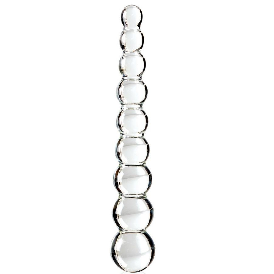 Massaggiatore in vetro ICICLES N. 2, strumento per massaggi con superficie liscia e trasparente, ideale per relax e benessere.