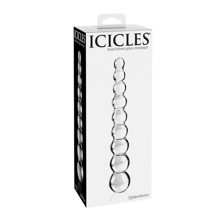 Massaggiatore in vetro Icicles N. 2, strumento per massaggi con superficie lucida e trasparente, design elegante e ergonomico.