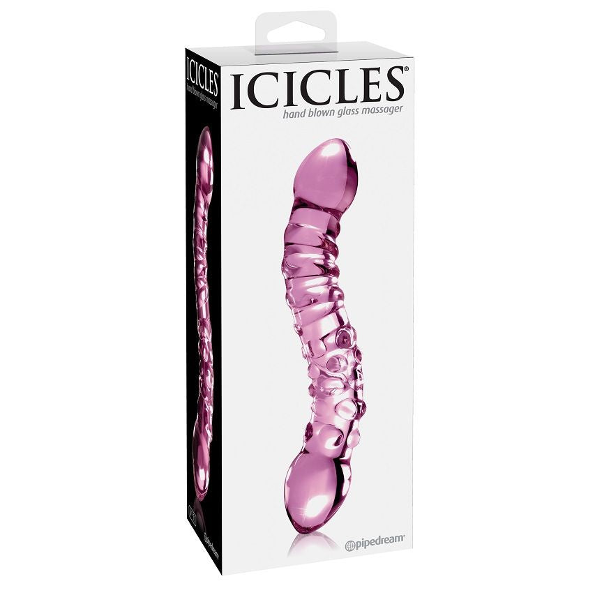 Massaggiatore in vetro ICICLES N. 55, elegante e resistente, con superficie liscia e design ergonomico per rilassare i muscoli.