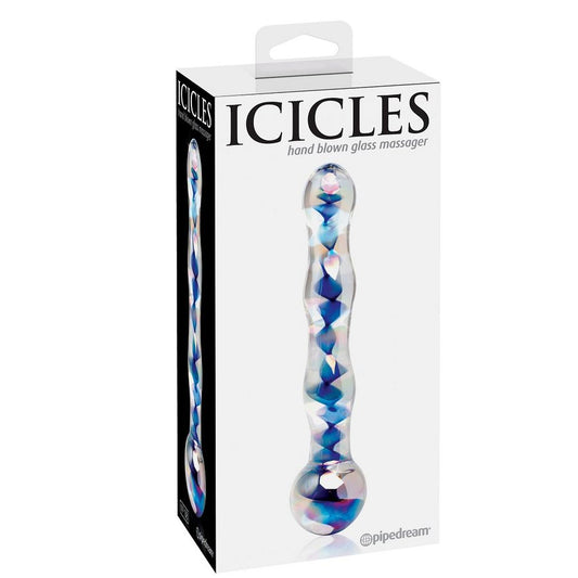 Massaggiatore in vetro ICICLES N. 8, strumento per il relax e il massaggio, con superficie liscia e design elegante.