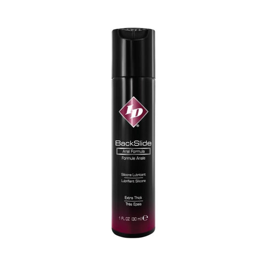 Flacone di ID Backslide Formula Anale da 30 ml, prodotto per la cura e il benessere anale, con etichetta visibile.