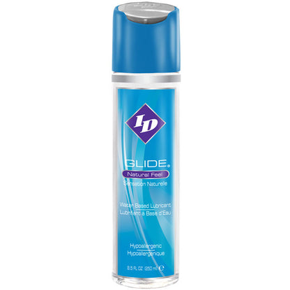 Lubrificante a base acqua ID GLIDE da 250 ml, ideale per uso intimo, con formula morbida e idratante.