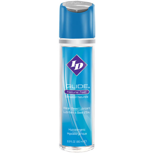 Lubrificante a base acqua ID GLIDE da 250 ml, ideale per uso intimo, con formula morbida e idratante.