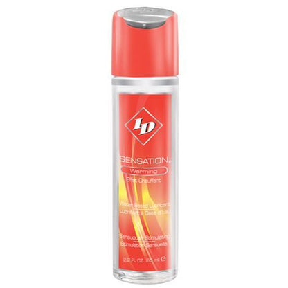 Lubrificante riscaldante ID SENSATION Warming Lube Sensation da 65 ml, bottiglia trasparente con etichetta colorata.